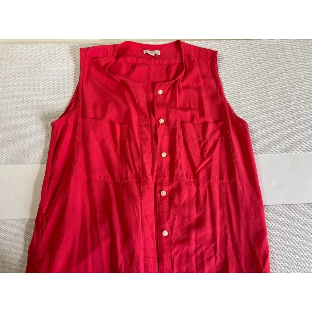 Gap Shirt Top Womens XS‎ Red Oversized Stretch Double Chest Pockets Button Front - Picture 4 of 7